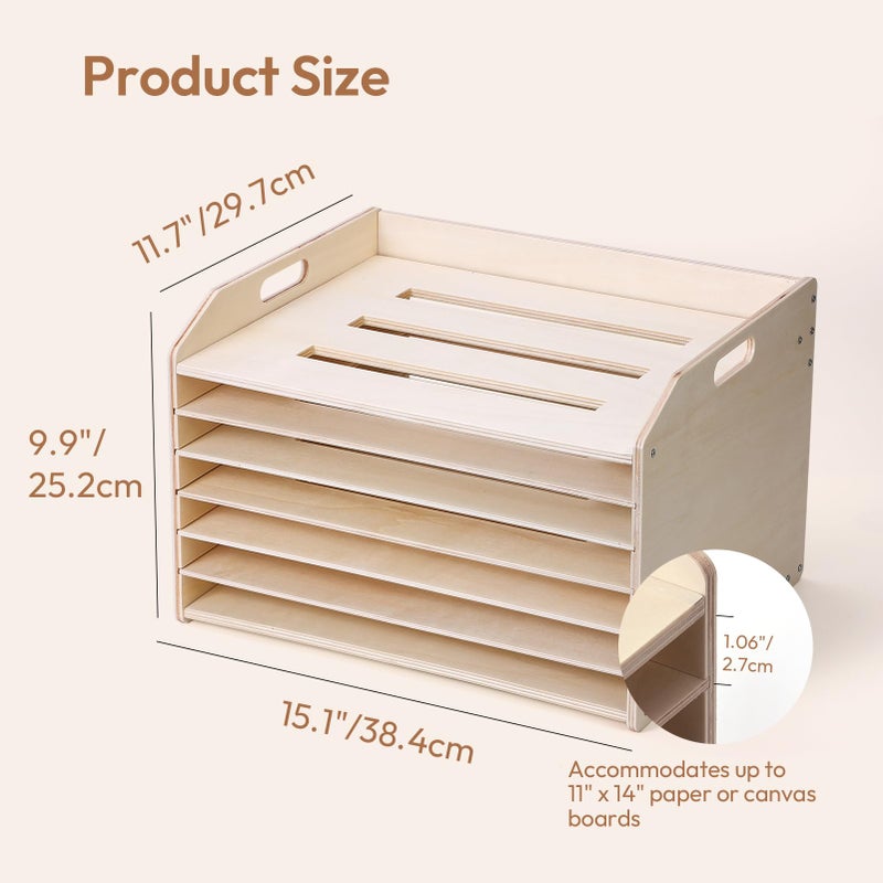 Woodtoe Montessori Wooden Art Drying Rack, Removable Paint Drying Rack, Canvas Art Painting Storage Rack for Kids, Artwork Display Organizer for Home, Classroom, Art Studio & Schools (7 Shelves) - Image 5