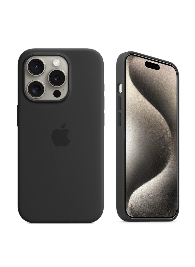 Wtech - Soft Liquid Silicone Case Cover With MagSafe For Apple iPhone 15 Pro Max 2023 Black - Image 1