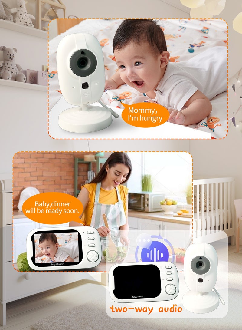 WinHolder 3.5 Inch LCD Baby Monitor, Baby Camera Monitor With Night Vision,  Wireless and Audio, Two-Way Audio, Temperature Sensor and Lullabys, No WiFi, Long Battery Life, Great for Babies/Elderly/Pets - Image 4