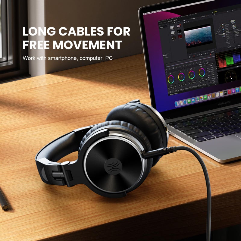 OneOdio Wired Over Ear Headphones Hi-Res Studio Monitor & Mixing DJ Stereo Headsets with 50mm Drivers and 1/4 to 3.5mm Jack for AMP Computer Recording Podcast Keyboard Guitar Laptop - Light Pink - Image 4