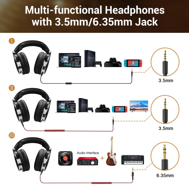 OneOdio Wired Over Ear Headphones Hi-Res Studio Monitor & Mixing DJ Stereo Headsets with 50mm Drivers and 1/4 to 3.5mm Jack for AMP Computer Recording Podcast Keyboard Guitar Laptop - Light Pink - Image 3
