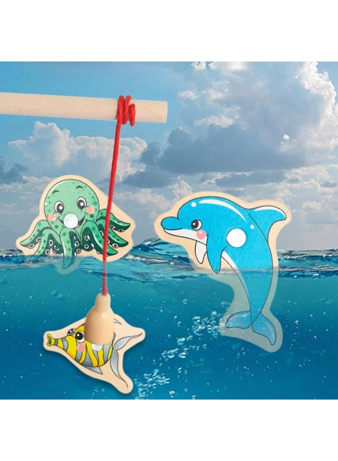 Magnetic Fishing Game,Montessori,Wooden Learning Toy with 31 Fish& 2 Rod,Travel-Friendly Toy,Magnet Toy,Fine Motor Skills for Toddler - Image 4