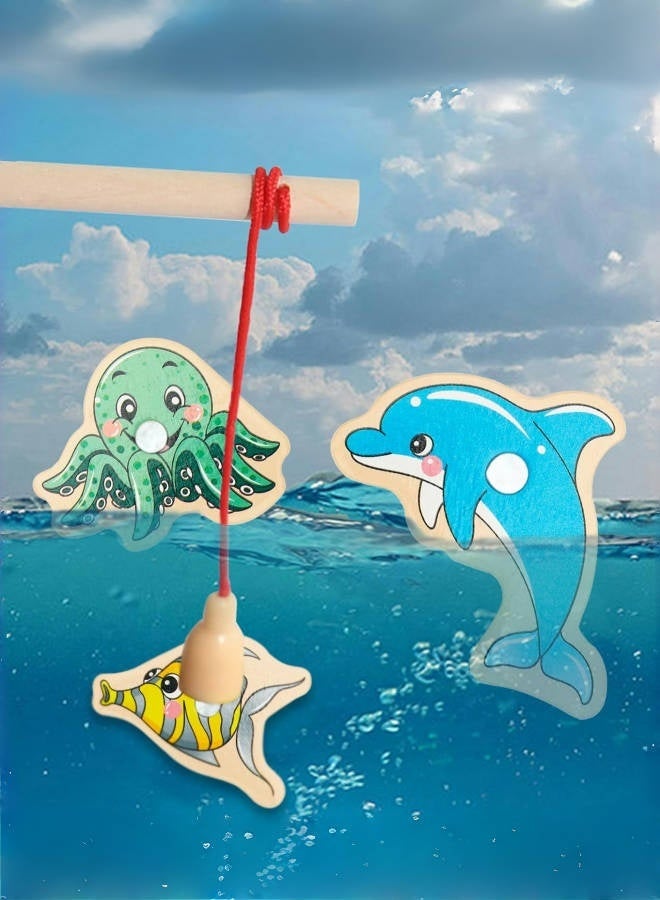 Magnetic Fishing Game,Montessori,Wooden Learning Toy with 31 Fish& 2 Rod,Travel-Friendly Toy,Magnet Toy,Fine Motor Skills for Toddler - Image 5