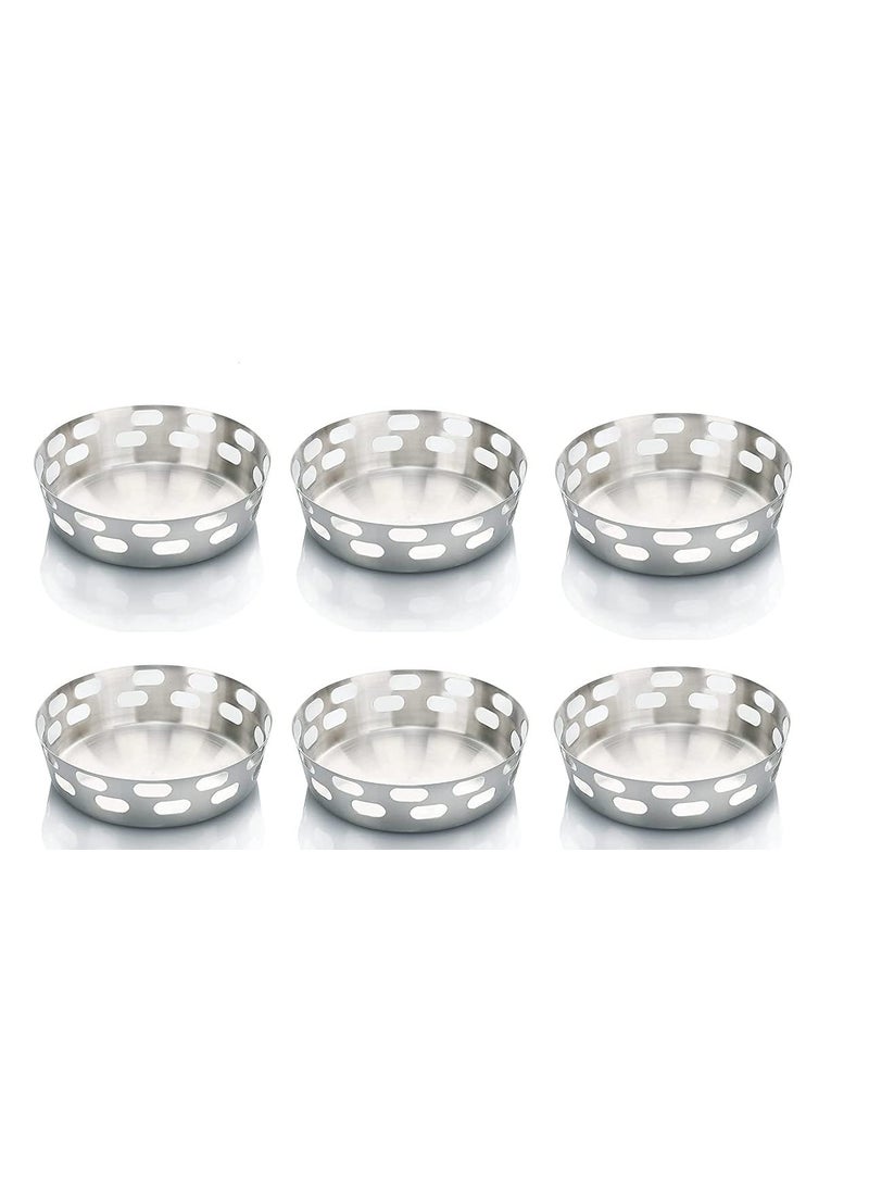 FINALITY FINALITY Stainless Steel Round Bread BasketRoti Chapati Naan TokriFruit Bowl 17 cm Pack of 6 