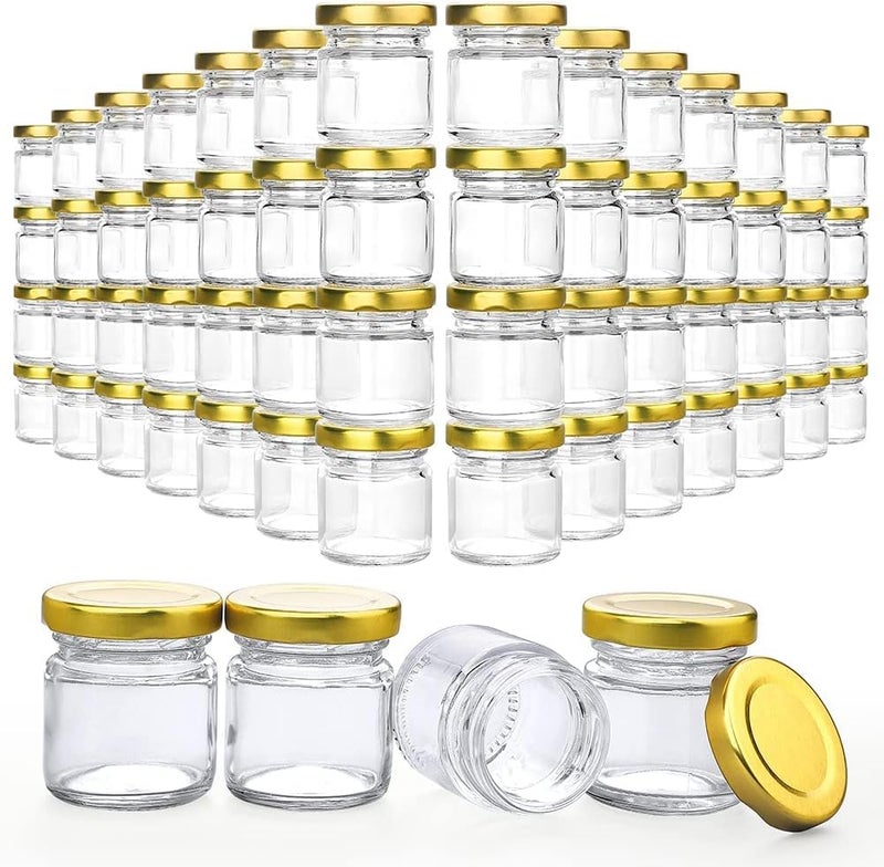 Folinstall 60 Pack Small Glass Jars with Lids, 1.5 oz Mini Honey Jars, Candle Jar for Candle Making for Gifts, Crafts, Spices, Wedding, Party Favors - Image 1
