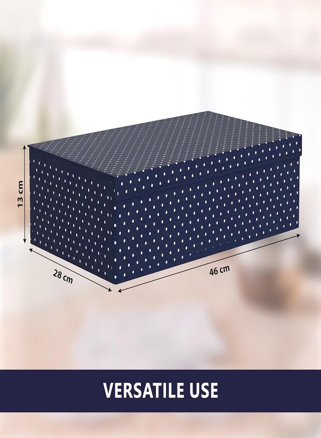 SHONIL Multipurpose Foldable Undergarments Organizer 16+1 Compartments Polyester Storage Box for Socks Belts Ties Innerwear 46x28x13 cm Navy Blue Polka Dot - Image 2