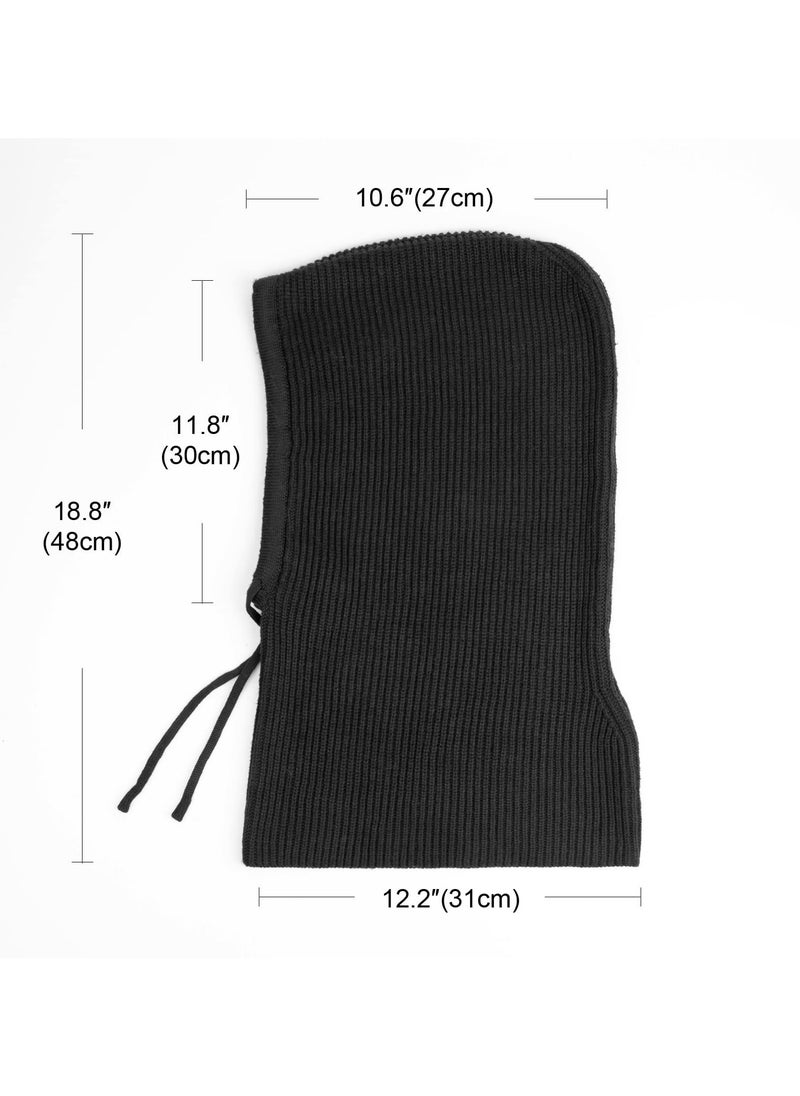 CMGTYYD - Winter Hats Balaclava Knit Beanie with Adjustable Drawstring Warm Hooded Scarf  Cap - One Size - Image 1