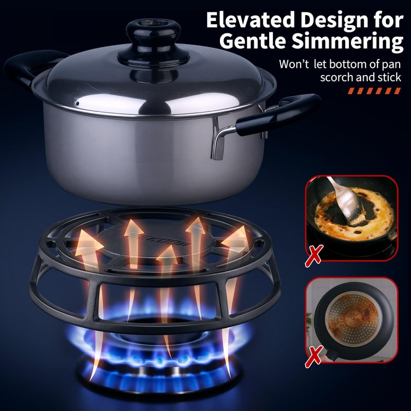 Feekoon Heat Diffuser for Gas Stove, 9.4" Cast Iron Flame Tamer, Stove Top Simmer Plate to Even Heat Distribution(1 Pack) - Image 2