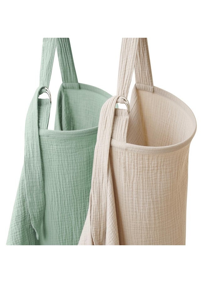 Coreeky 2 Pack Muslin Nursing Cover for Breastfeeding, Soft & Breathable 100% Cotton Breastfeeding Cover up with Adjustable Neck Strap, Multi-use Nursing Apron & Baby Carseat Canopy (Green) - Image 1
