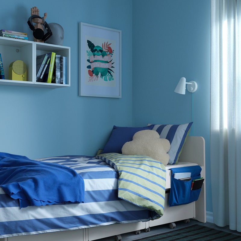 Baitique Kids Duvet Cover and Pillowcase Set, Cotton, Blue/Green Stripe, 150x200/50x80 cm - Image 4