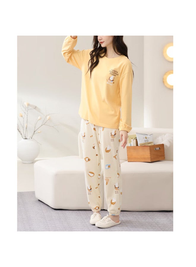Fenton Fenteng Women's Pajamas, Spring And Autumn New Style, Pure Cotton Long-sleeve And Long Pants Set, New Loose-fitting Plus Size All-cotton Loungewear - Image 3