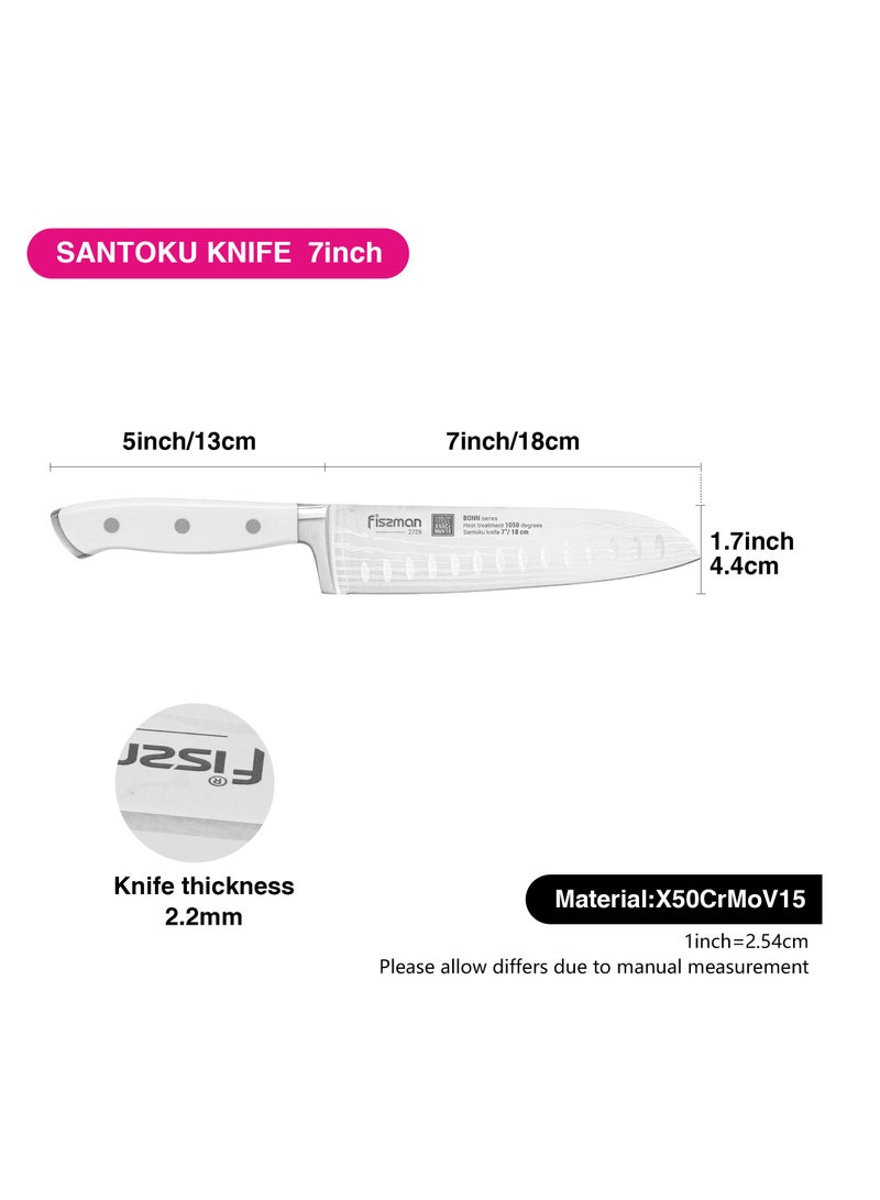 Fissman سكين سانتوكو 7 بوصة من سلسلة بون، بشفرة حادة ومقبض غير قابل للانزلاق، تصميم بسيط، من الفولاذ المقاوم للصدأ، مناسب للمطاعم المنزلية - Image 4