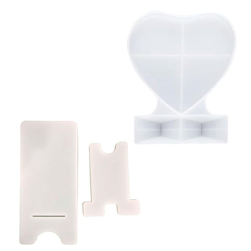 SNOOGG Pack of 2/1 Piece of Heart Photo Stand and 1 Piece 2 Set of Mobile Stand Mould Epoxy Resin Casting Moulds for Making and DY for Resin Casting, DIY Personalized Photo Frame Decor - Image 1
