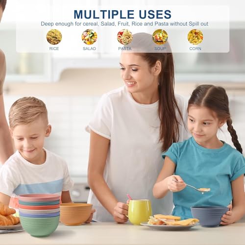 BRAVIK Unbreakable Cereal Bowls Wheat Straw Bowls Reusable Microwave and Dishwasher Safe BPA-Free Eco-Friendly Plastic Bowl Assorted Bowls for Serving Soup, (Set of 4) 800 ml (6 Set Bowl) - Image 2