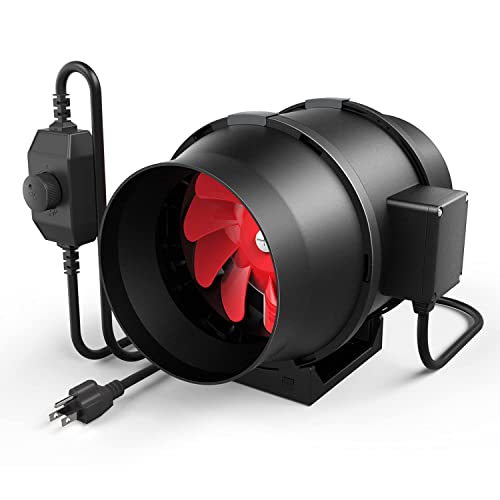 iPower 6 Inch 395 CFM Inline Duct Ventilation Fan with Variable Speed Controller HVAC Blower for Hydroponics/Grow Tent/Indoor Garden - Image 1