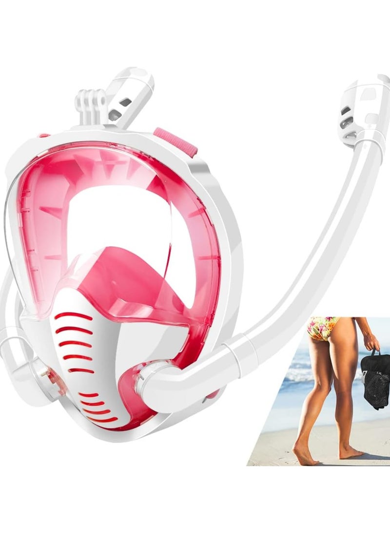 Generic Double Tubes Full Face Snorkel Mask,New Breathing Mode 180° Panoramic Anti-Fog Diving Mask Free Breathing,Dry Top System Snorkeling Mask(S/M Size) - Image 1