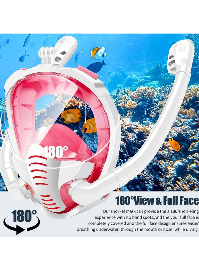 Generic Double Tubes Full Face Snorkel Mask,New Breathing Mode 180° Panoramic Anti-Fog Diving Mask Free Breathing,Dry Top System Snorkeling Mask(S/M Size) - Image 2