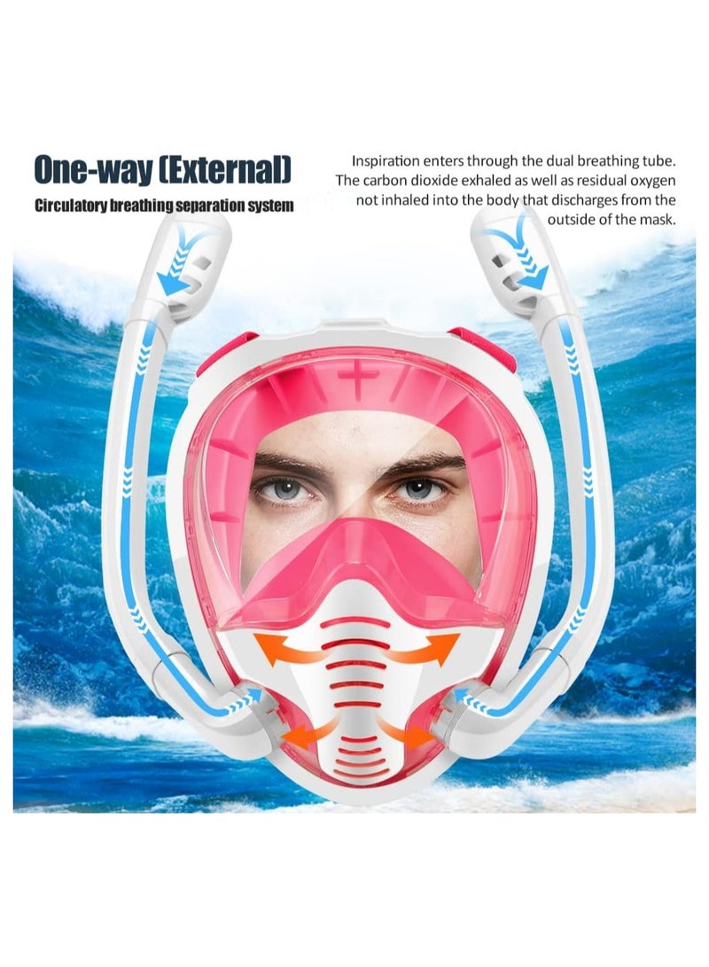 Generic Double Tubes Full Face Snorkel Mask,New Breathing Mode 180° Panoramic Anti-Fog Diving Mask Free Breathing,Dry Top System Snorkeling Mask(S/M Size) - Image 4