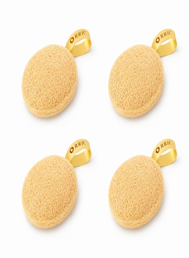 ORRIC Oval Shape Loofahs & Sponges Natural Loofah/luffa Sponge Scrubber | Skin Friendly Light Weight Chemical free Eco Friendly for Bathing Men & Women (Pack of 4)