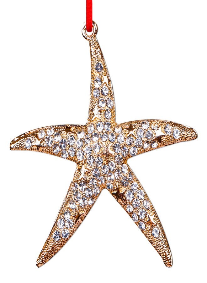 D4DREAM Starfish Christmas Ornament - Metal Gold Starfish Ornaments for Christmas Tree Beach Theme Hanging Ornaments Keepsake Gifts for Women Men Kids - Image 1