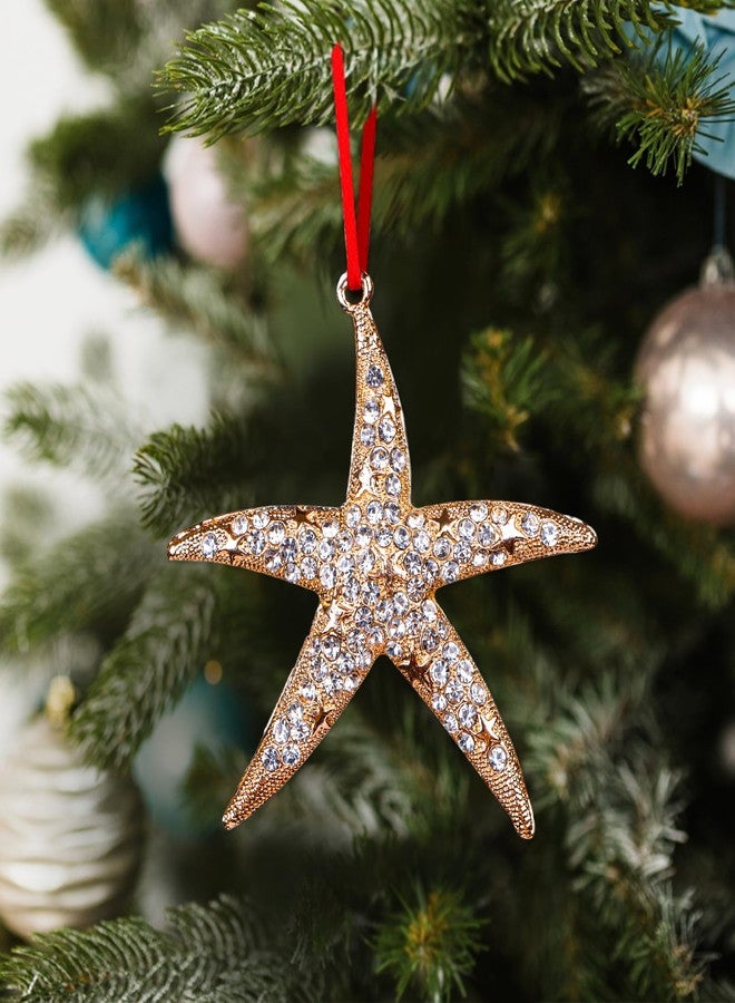 D4DREAM Starfish Christmas Ornament - Metal Gold Starfish Ornaments for Christmas Tree Beach Theme Hanging Ornaments Keepsake Gifts for Women Men Kids - Image 3