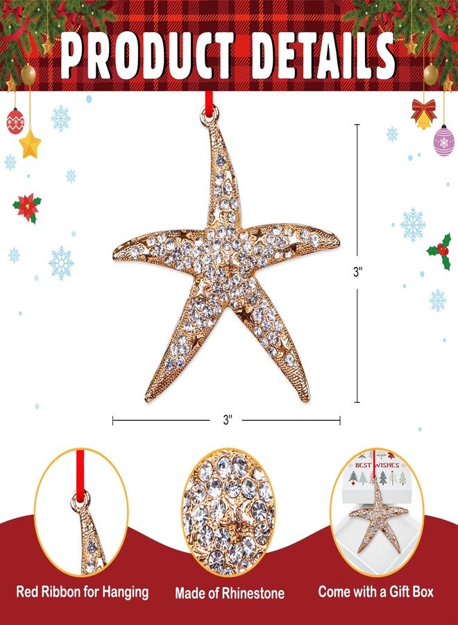 D4DREAM Starfish Christmas Ornament - Metal Gold Starfish Ornaments for Christmas Tree Beach Theme Hanging Ornaments Keepsake Gifts for Women Men Kids - Image 4