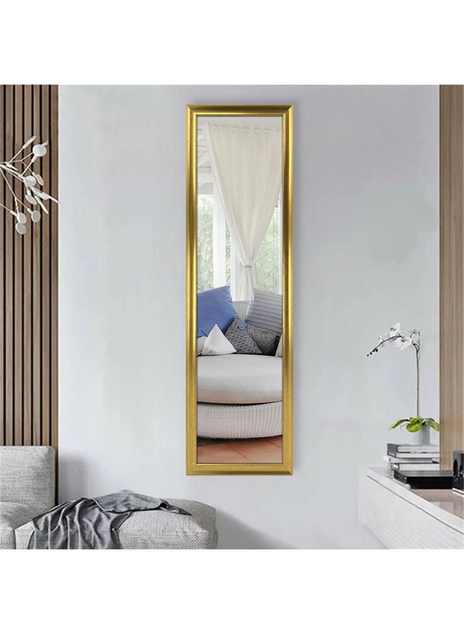 Decorhills Vertical Wall Mount Mirror with PVC Frame, Full-Length Dressing Mirror for Bedroom, Bathroom, Living Room, Makeup & Vanity Mirror, Large Home & Office Wall Mirror, Metallic Gold 36x126cm - Image 1