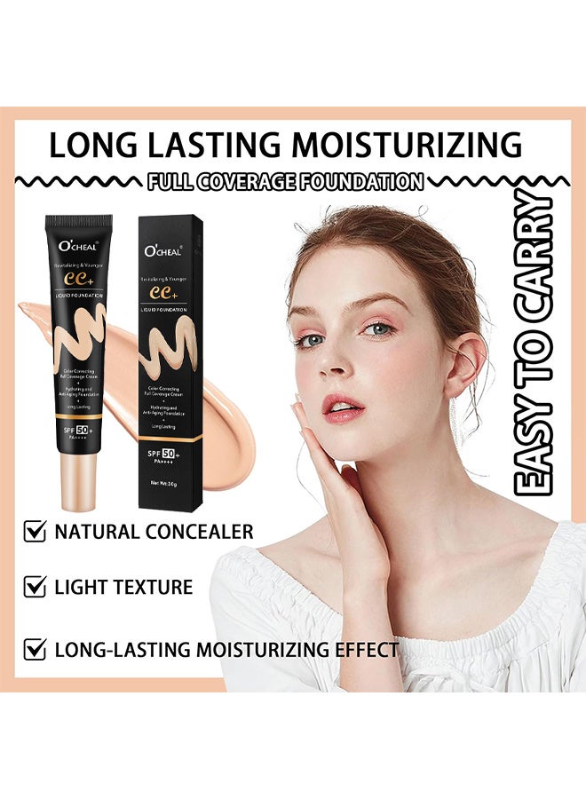 OCHEAL CC + Liquid Foundation - SPF50+ Sunscreen, Colour Correcting Face Sunscreen And Foundation, Pre-Makeup Primer Moisturizing Skin Concealer - Image 5