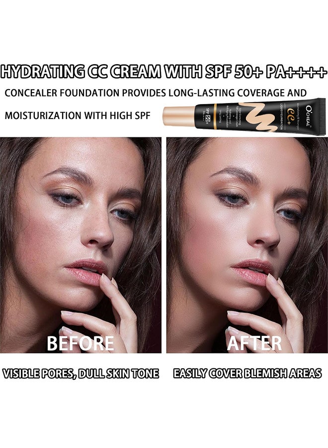 OCHEAL CC + Liquid Foundation - SPF50+ Sunscreen, Colour Correcting Face Sunscreen And Foundation, Pre-Makeup Primer Moisturizing Skin Concealer - Image 3