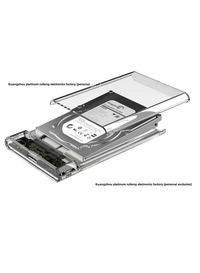 2.5 Inch USB SATA 3.0 Transparent Shell External Mobile Hard Disk Box High Speed Transmission Portable-Color:Transparent  - Image 4