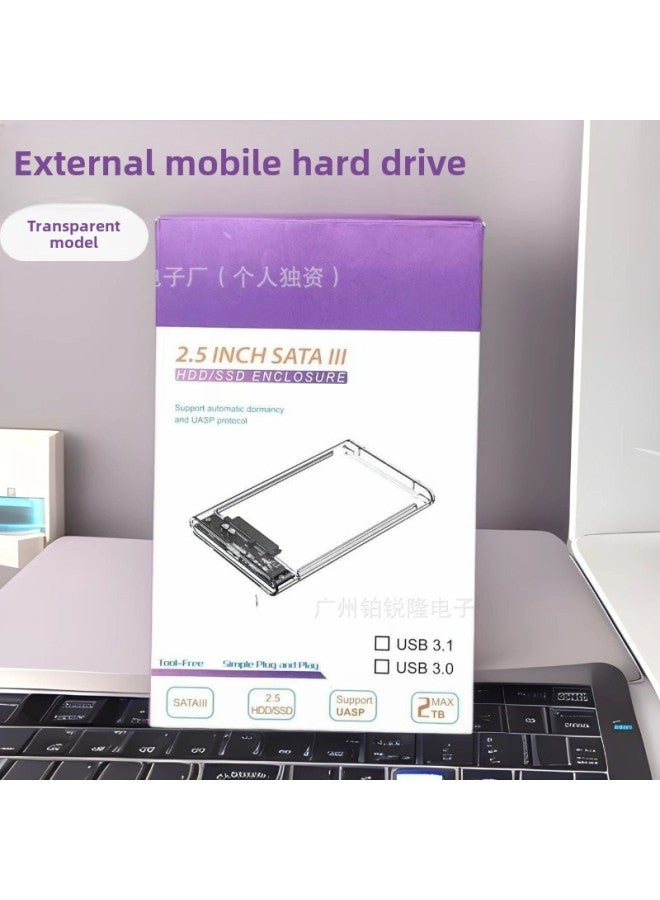 2.5 Inch USB SATA 3.0 Transparent Shell External Mobile Hard Disk Box High Speed Transmission Portable-Color:Transparent  - Image 1