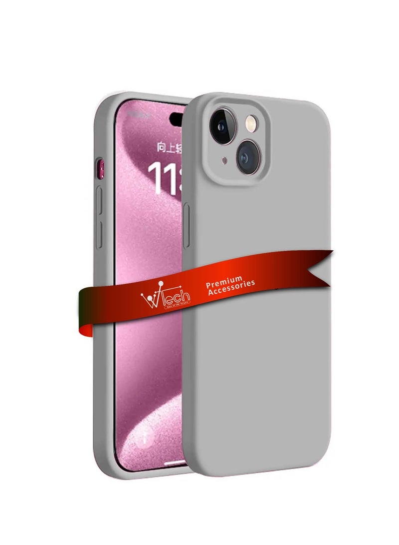 Wtech Premium Soft Liquid Silicone Case Cover For Apple iPhone 15 2023 Grey - Image 2