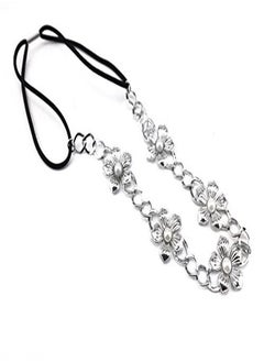 Yueton 2Pcs Gold And Silver Pearl Flower Elastic Headband Hair Band Women Hair Jewelry Accessories  - Image 3