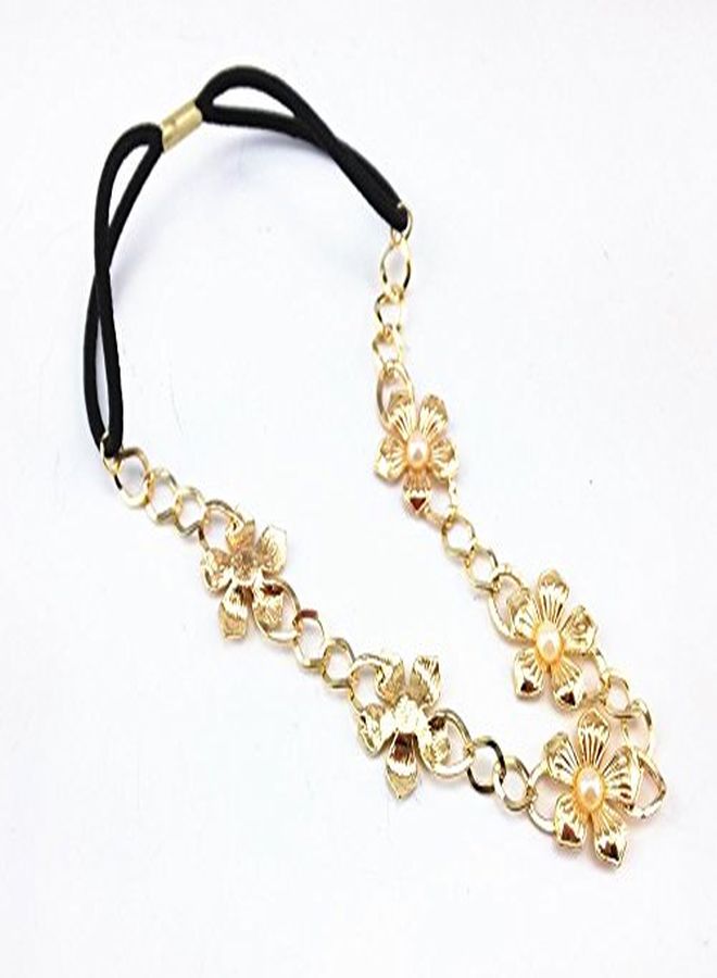 Yueton 2Pcs Gold And Silver Pearl Flower Elastic Headband Hair Band Women Hair Jewelry Accessories - Image 2