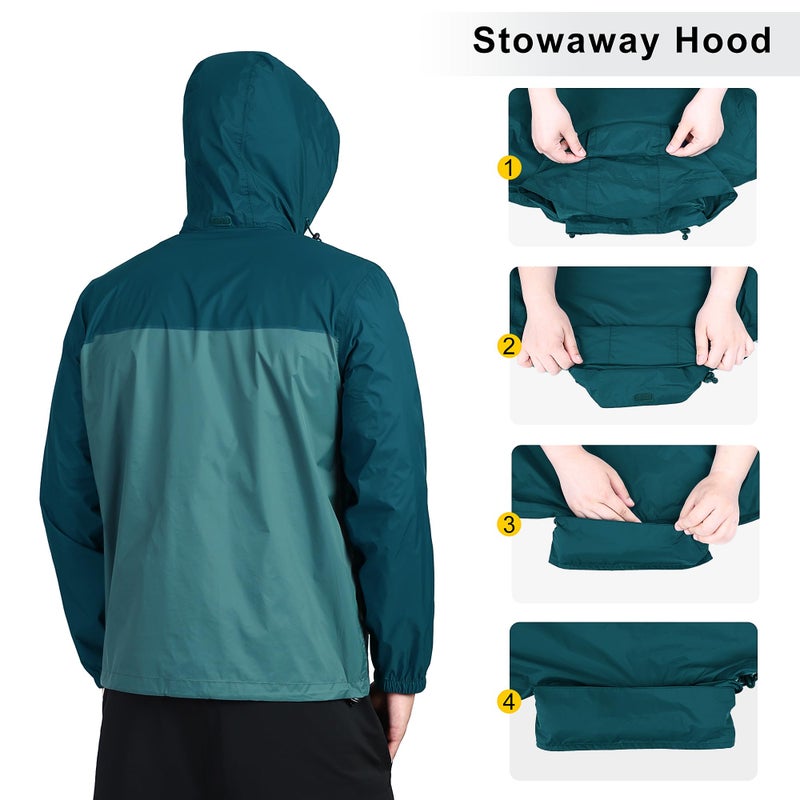 Outdoor Ventures Men's Rain Jacket Waterproof Lightweight Packable Rain Shell Raincoat with Hood for Golf Hiking Travel - Image 5