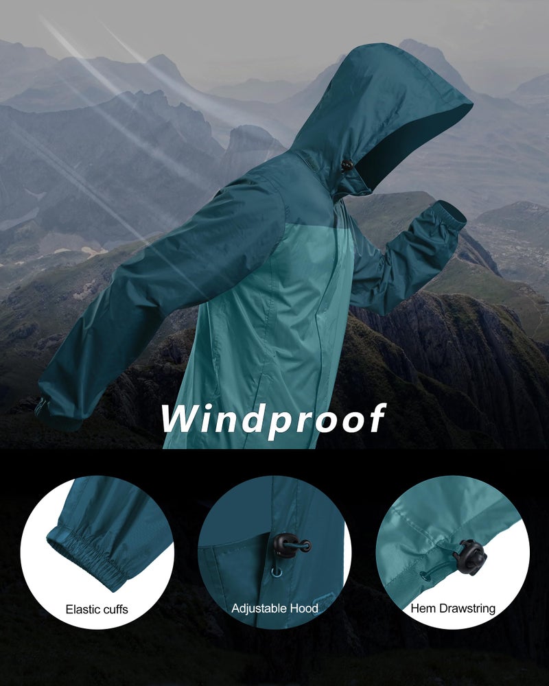 Outdoor Ventures Men's Rain Jacket Waterproof Lightweight Packable Rain Shell Raincoat with Hood for Golf Hiking Travel - Image 3