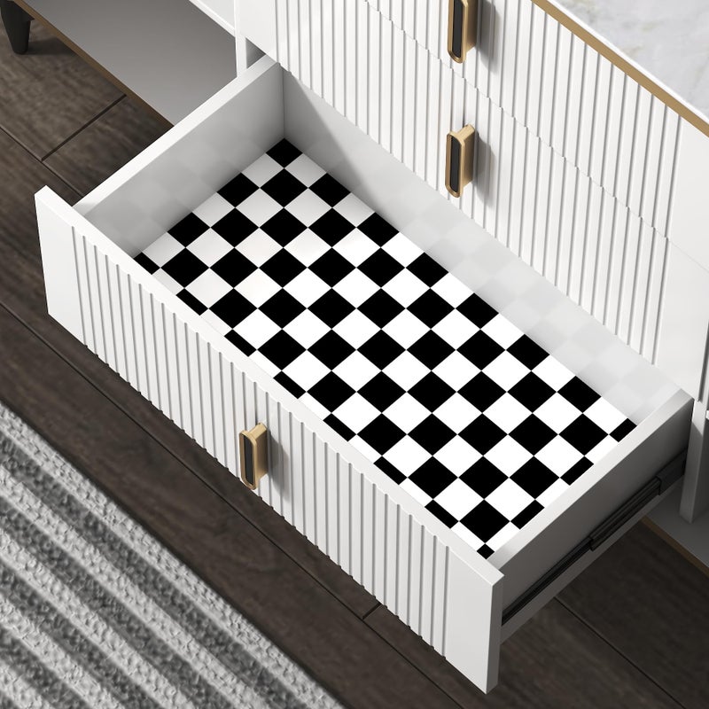 OSECAGE Modern Peel and Stick Wallpaper Black and White Mosaic Checkered Contact Paper 17.7"x78.8" Self Adhesive Lattice Wallpaper Removable Decorative Wallpapers for Bedroom Countertops Cabinet Vinyl Roll - Image 4