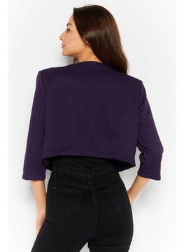 NY Collection Women Petite Textured Casual Blazer, Purple  - Image 4