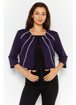 NY Collection Women Petite Textured Casual Blazer, Purple  - Image 1