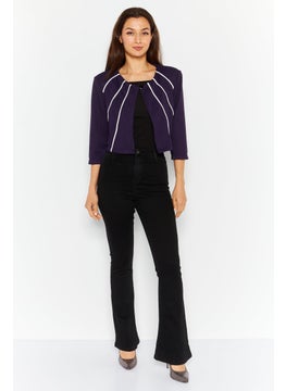 NY Collection Women Petite Textured Casual Blazer, Purple  - Image 2