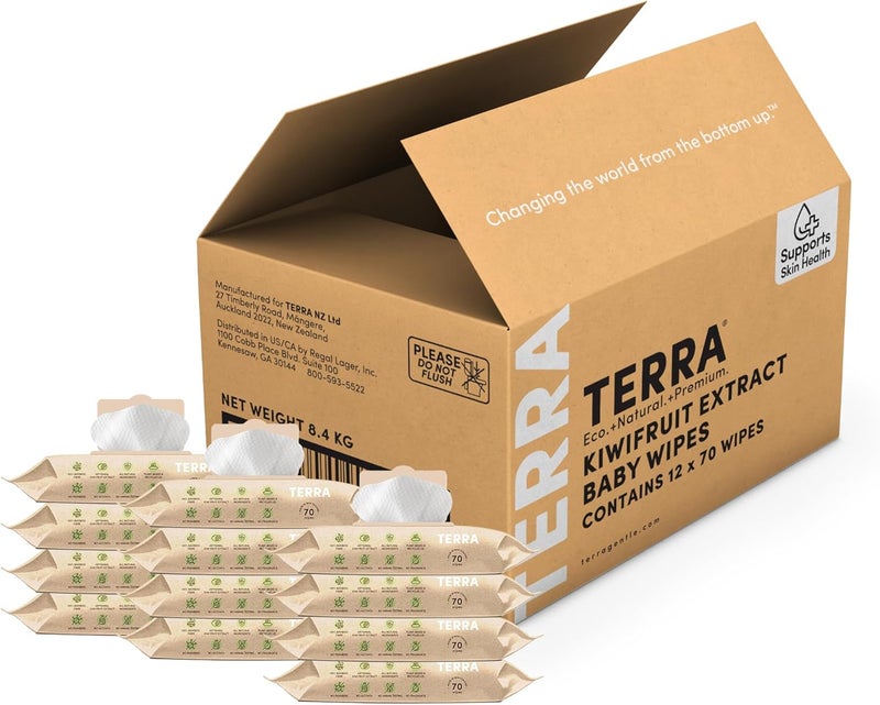 Terra مناديل الأطفال من تيرا بامبو مع مستخلص الكيوي - Image 1