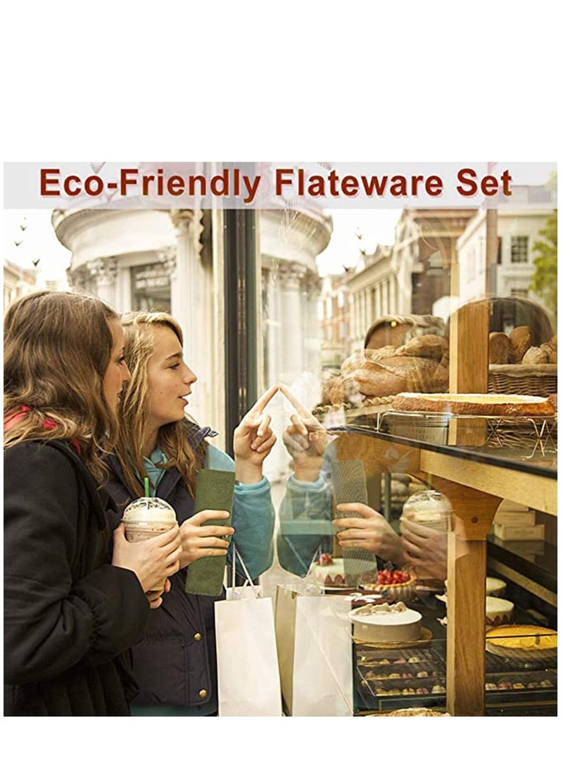 SYOSI Bamboo Cutlery Set, Bamboo Travel Utensils Include Knife Fork Spoon Chopsticks Straws - Image 5