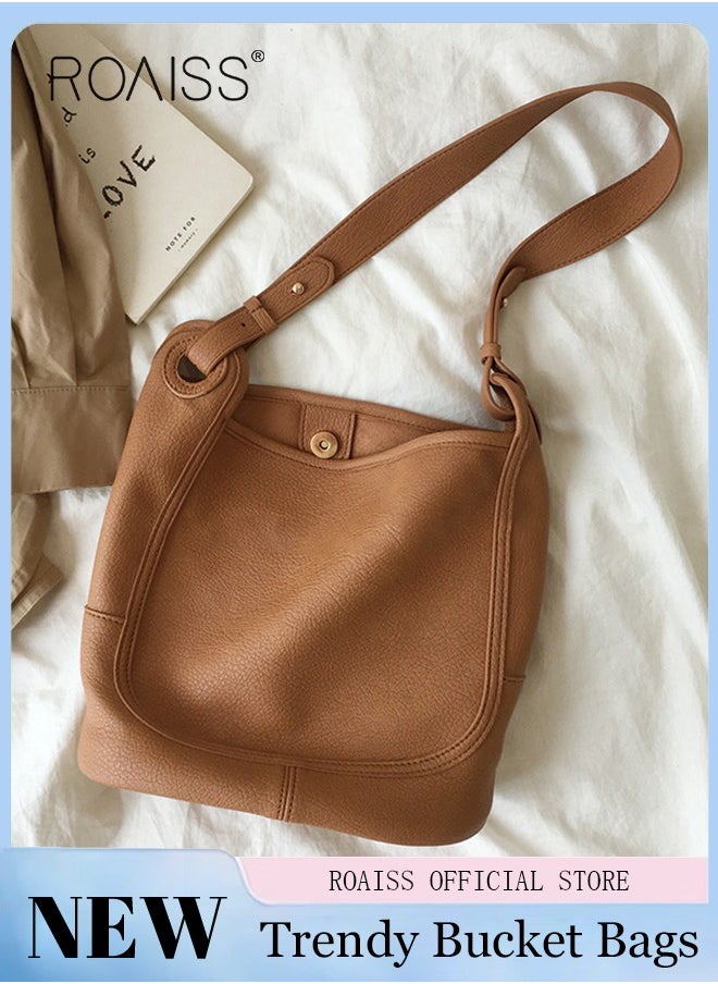 Large-Capacity Bucket Bag for Women Can Be Used As A Cross-Body Bag Fashionable and Versatile Retro Casual Soft Leather Separate Ipped Bag Inside - pzsku/Z0E8DB3388417BCA80576Z/45/_/1722394778/b6bb34a2-6af0-4e86-8abc-959193ac264b