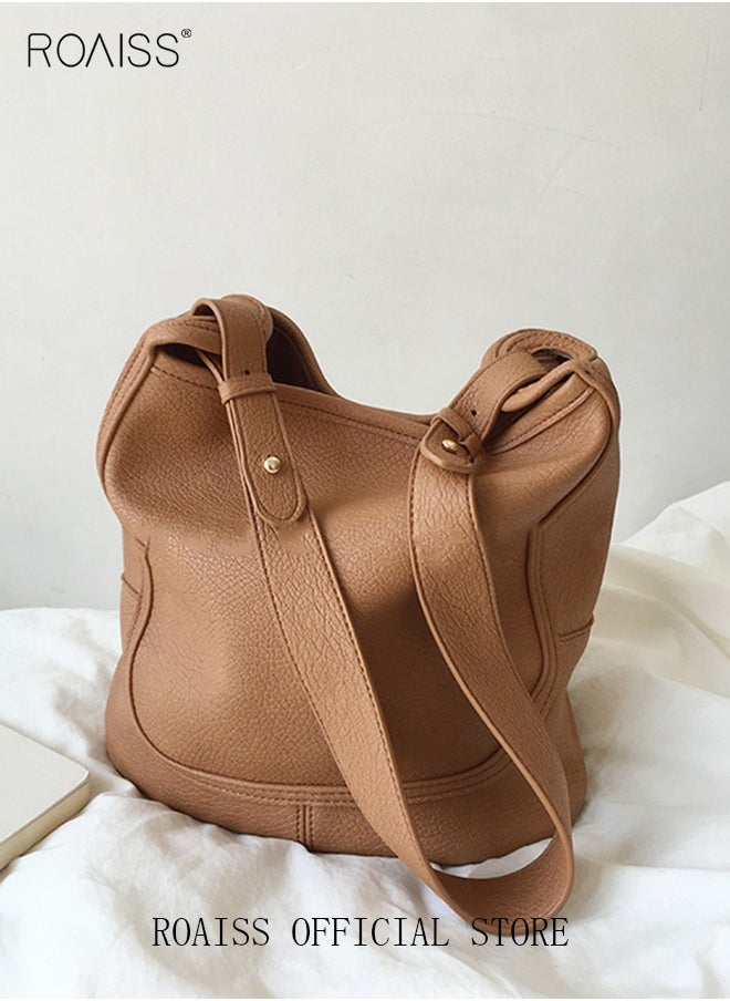 Large-Capacity Bucket Bag for Women Can Be Used As A Cross-Body Bag Fashionable and Versatile Retro Casual Soft Leather Separate Ipped Bag Inside - pzsku/Z0E8DB3388417BCA80576Z/45/_/1722394798/ee1fe1d5-709c-4020-aef6-ee332b630984