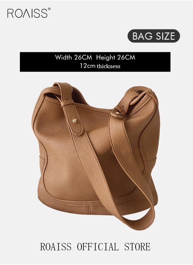 Large-Capacity Bucket Bag for Women Can Be Used As A Cross-Body Bag Fashionable and Versatile Retro Casual Soft Leather Separate Ipped Bag Inside - pzsku/Z0E8DB3388417BCA80576Z/45/_/1722394818/eb490da0-18b2-42c7-b40c-a17f14d0f255