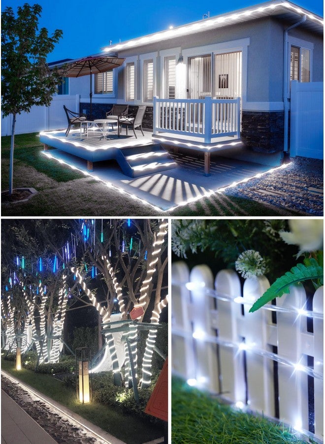 برايتاون أضواء حبلية تعمل بالطاقة الشمسية من Brightown، مقاومة للماء IP65 بطول 39 قدمًا و100 مصباح LED تعمل بالطاقة الشمسية في الهواء الطلق مع 8 أوضاع إضاءة للحفلات والحديقة والفناء والمنزل والعطلات وتزيين الأشجار، باللون الأبيض النقي - Image 3