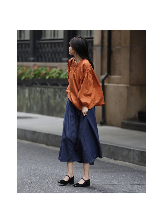 Mt Spring French-style Hollow-out Small Round Neck Shirt, Loose-fitting, Comfortable Blouse, Women's Top - Image 2