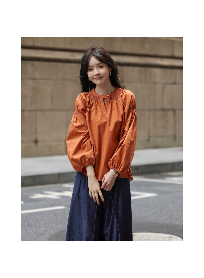 Mt Spring French-style Hollow-out Small Round Neck Shirt, Loose-fitting, Comfortable Blouse, Women's Top - Image 5