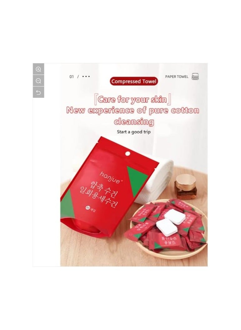 20 قطعة من اقراص المناشف المضغوطة الصغيرة بوثاك منشفة للاستعمال مرة واحدة قابلة لاعادة الاستخدام بتصميم اكثر سمكا للوجه السحري المضغوط مناشف قطنية محمولة مضادة للحساسية للسفر مناديل للتابلت - Image 2