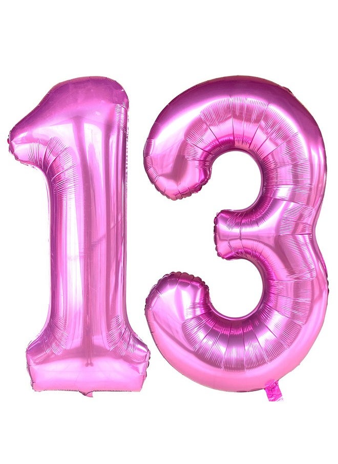 جونهامويلبور 13 بالون رقم وردي 13 رقاقة مايلار جامبو عملاقة كبيرة كبيرة 31 بالون رقم 13 حلوى عيد الميلاد الحادي والثلاثين لوازم ديكورات حفلات الذكرى السنوية للفتيات والنساء بالون 40 بوصة  - Image 1